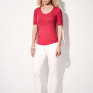 ANL6756 WOMEN’S TRI-BLEND DEEP SCOOP 1/2 SLEEVE TEE