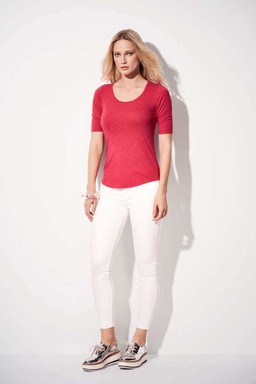 ANL6756 WOMEN’S TRI-BLEND DEEP SCOOP 1/2 SLEEVE TEE