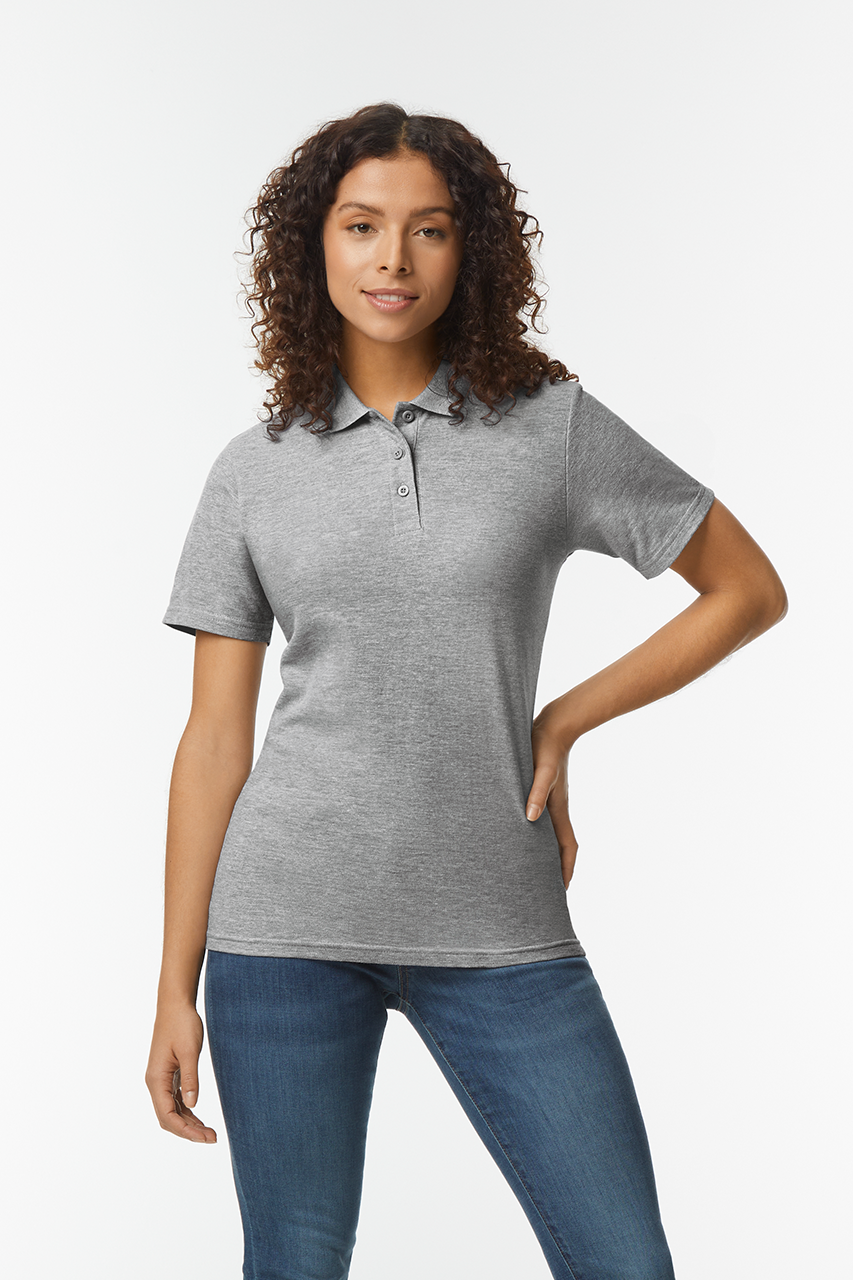 GIL64800-B3 SOFTSTYLE® LADIES' DOUBLE PIQUÉ POLO WITH 3 COLOUR-MATCHED BUTTONS