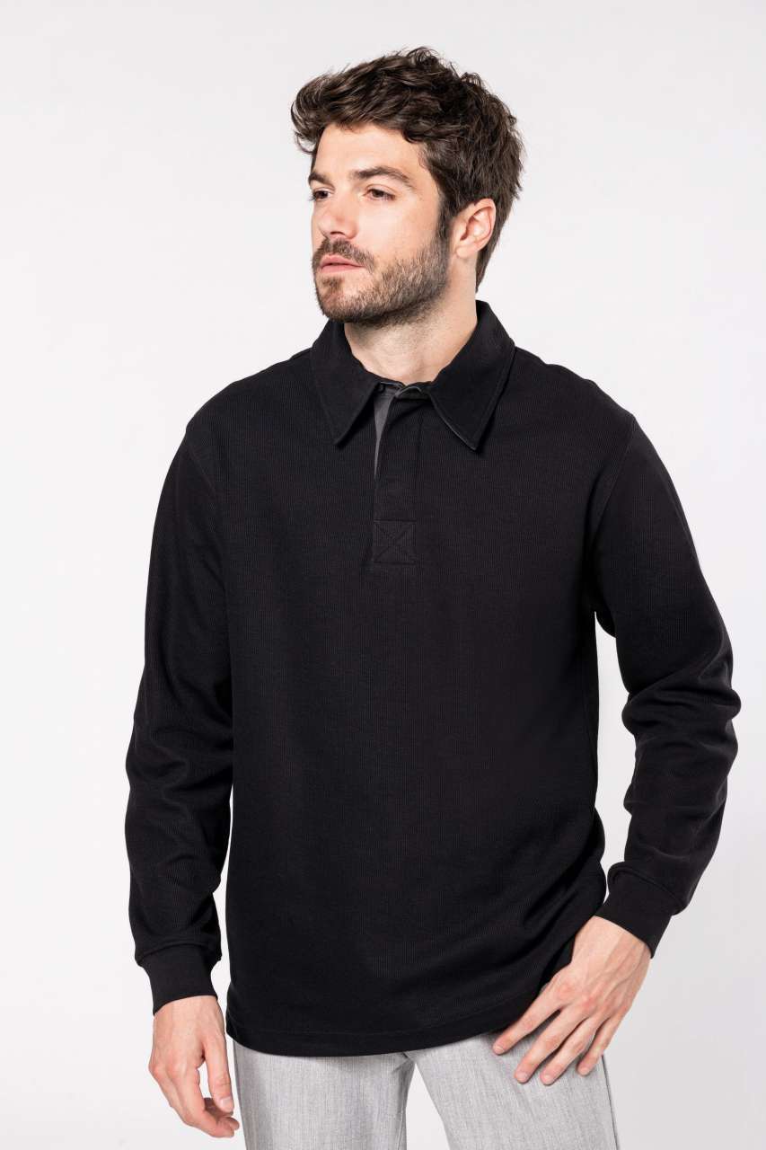 KA221 FRENCH RIB - LONG-SLEEVED RIBBED POLO SHIRT