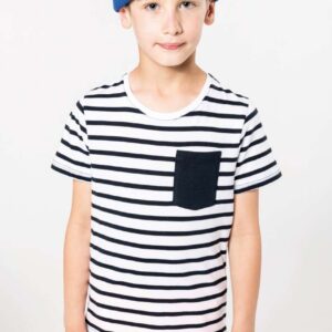KA379 KIDS' STRIPED SHORT SLEEVE SAILOR T-SHIRT WITH POCKET