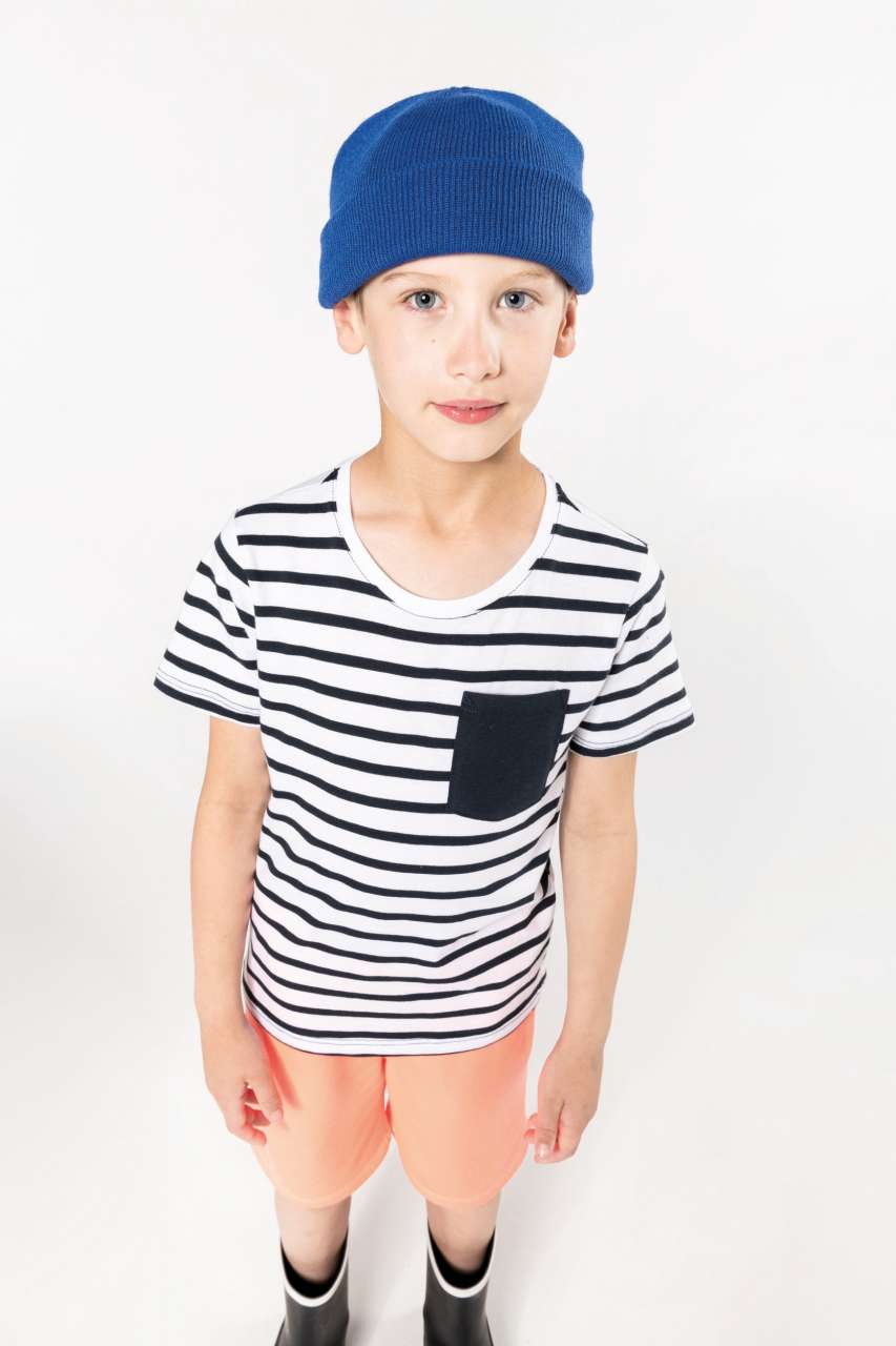KA379 KIDS' STRIPED SHORT SLEEVE SAILOR T-SHIRT WITH POCKET – Obrázok 3