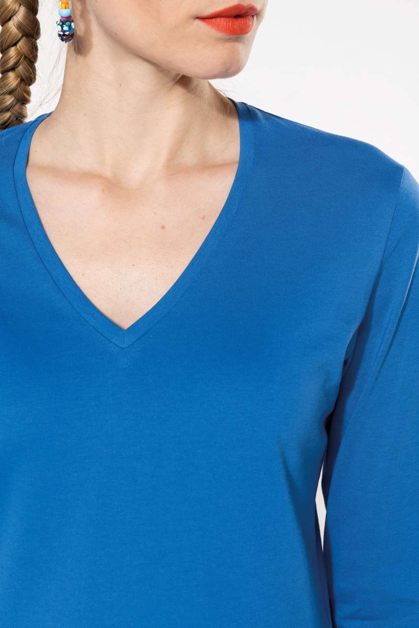KA382 LADIES' LONG-SLEEVED V-NECK T-SHIRT – Obrázok 3