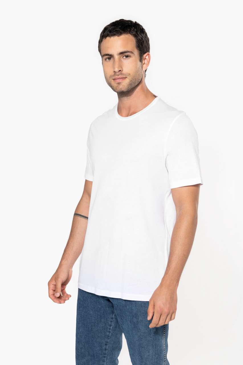KA398 MEN'S SHORT-SLEEVED ORGANIC T-SHIRT WITH RAW EDGE NECKLINE