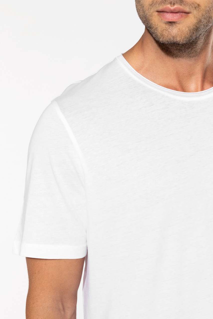 KA398 MEN'S SHORT-SLEEVED ORGANIC T-SHIRT WITH RAW EDGE NECKLINE – Obrázok 3