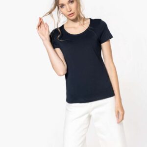 KA399 LADIES' SHORT-SLEEVED ORGANIC T-SHIRT WITH RAW EDGE NECKLINE