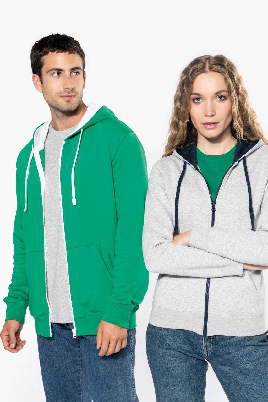 KA466 MEN'S CONTRAST HOODED FULL ZIP SWEATSHIRT – Obrázok 6