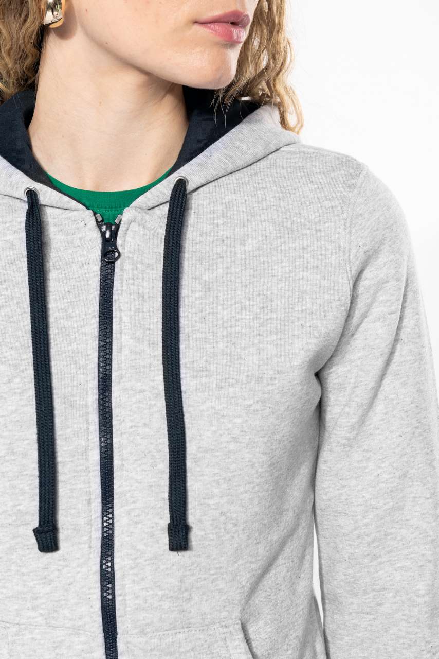 KA467 LADIES’ CONTRAST HOODED FULL ZIP SWEATSHIRT – Obrázok 3