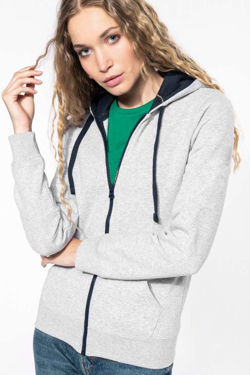 KA467 LADIES’ CONTRAST HOODED FULL ZIP SWEATSHIRT – Obrázok 6