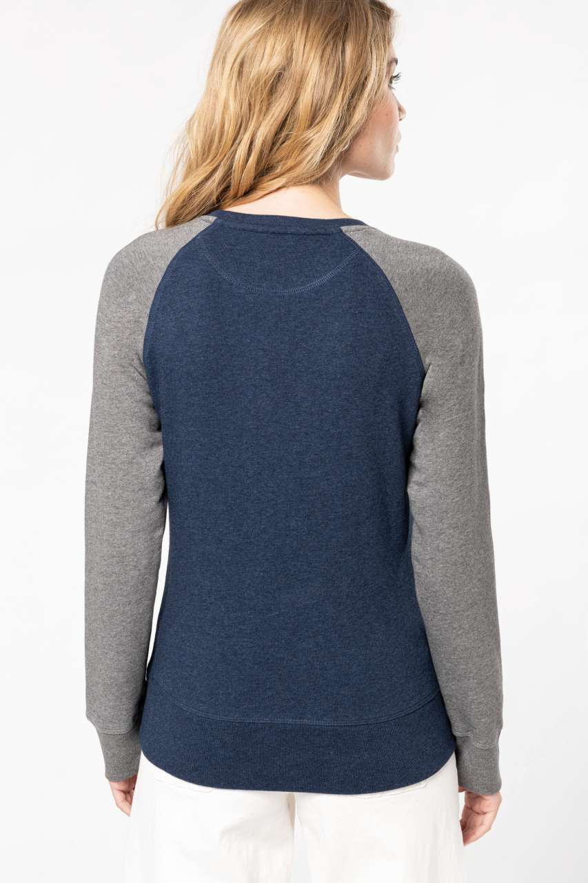 KA492 LADIES' TWO-TONE ORGANIC CREW NECK RAGLAN SLEEVE SWEATSHIRT – Obrázok 2
