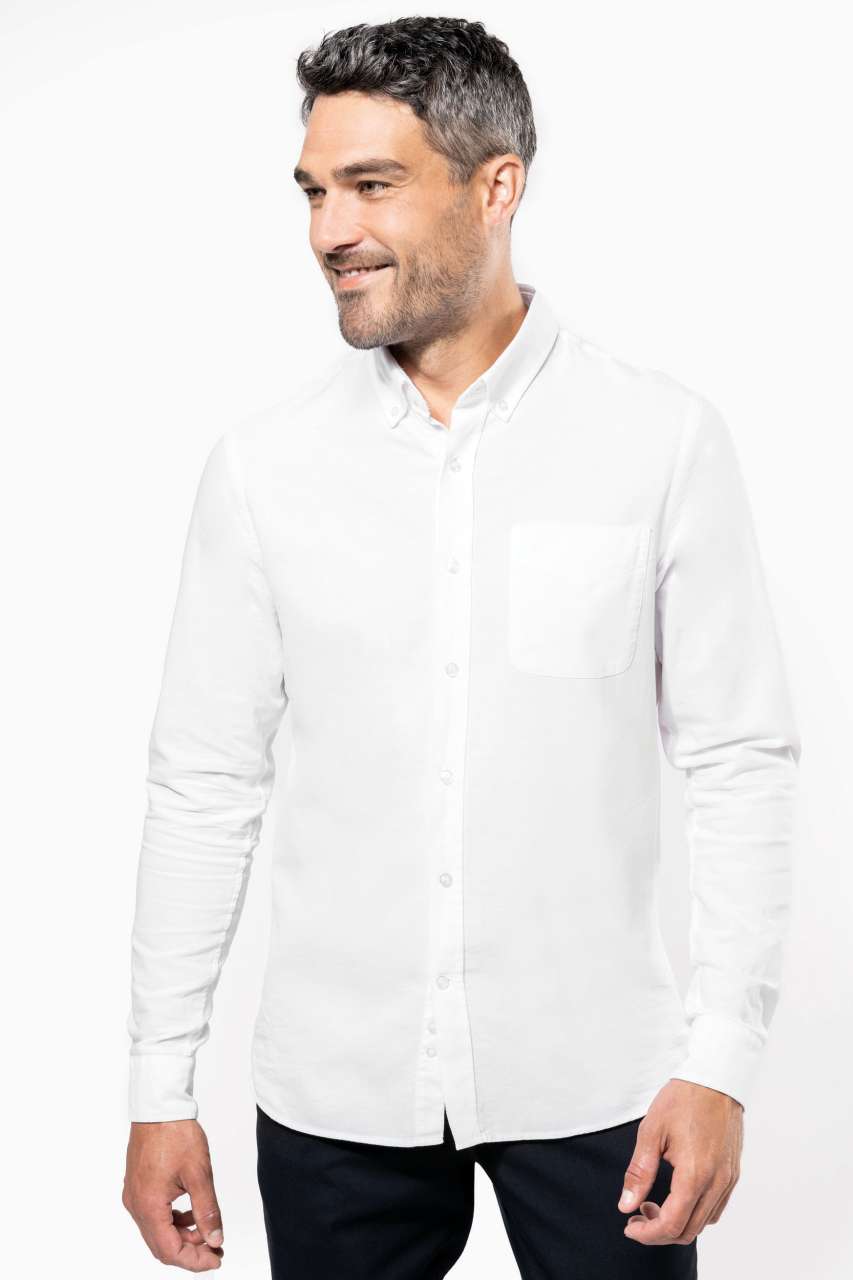 KA516 LONG-SLEEVED WASHED OXFORD COTTON SHIRT – Obrázok 3