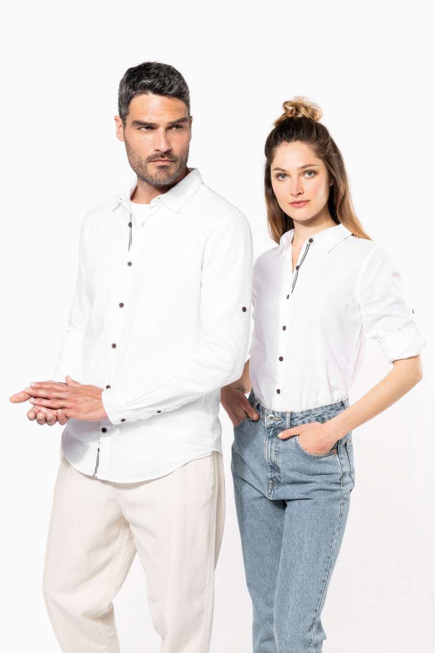 KA588 MEN'S LONG SLEEVE LINEN AND COTTON SHIRT