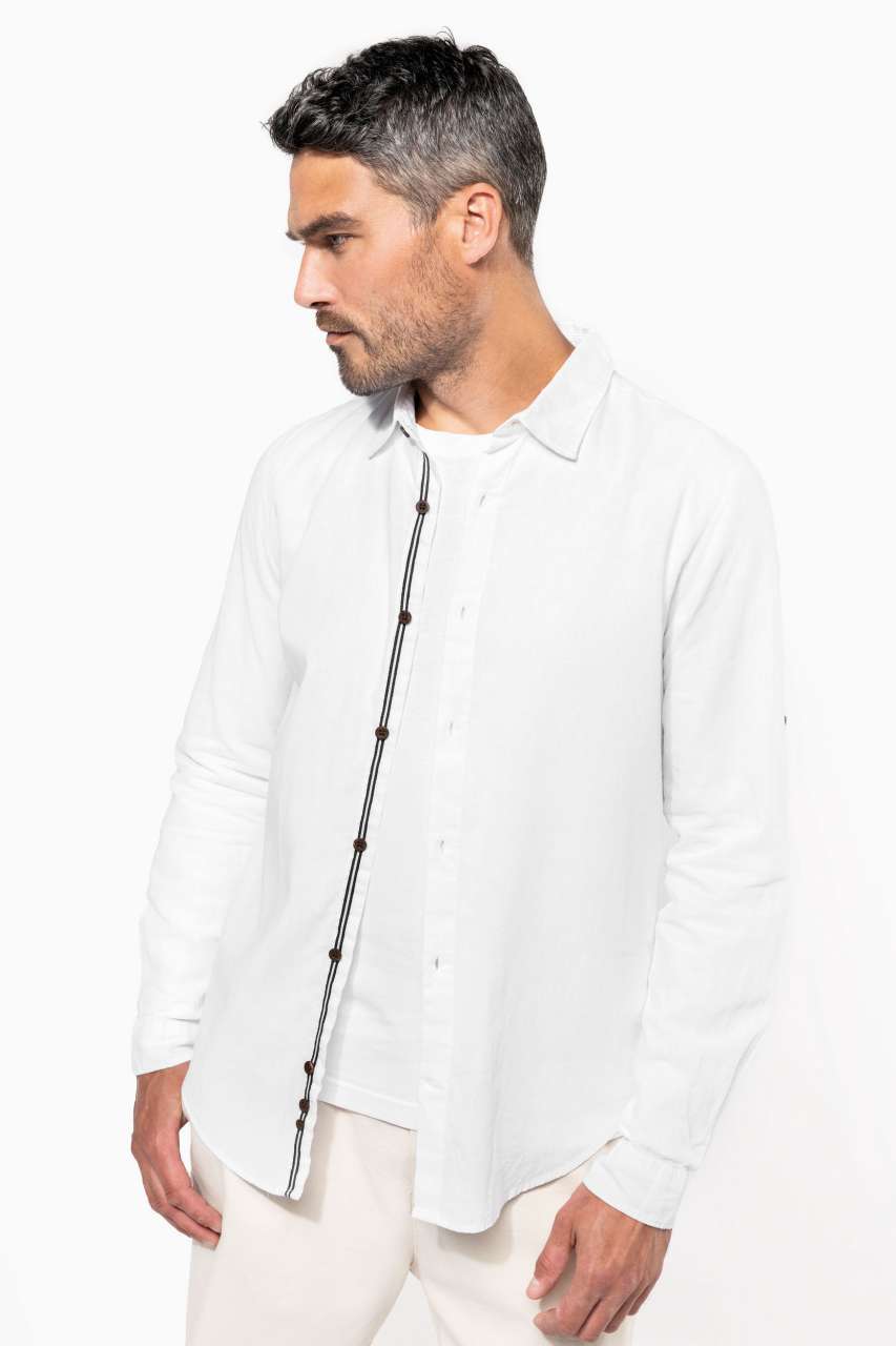 KA588 MEN'S LONG SLEEVE LINEN AND COTTON SHIRT – Obrázok 4