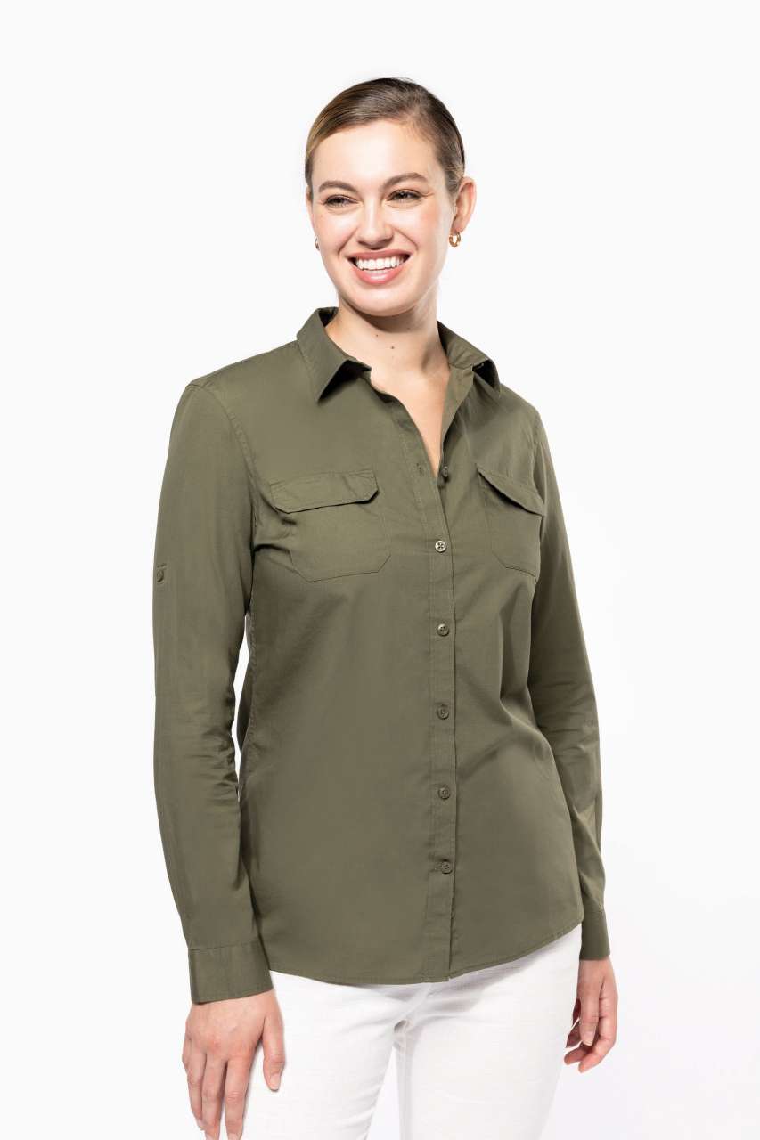 KA591 LADIES' LONG SLEEVED SAFARI SHIRT – Obrázok 2