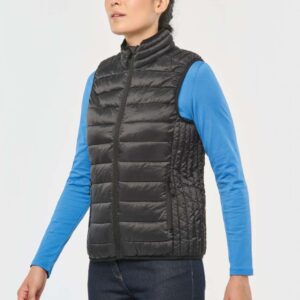 KA6114 LADIES' LIGHTWEIGHT SLEEVELESS FAKE DOWN JACKET