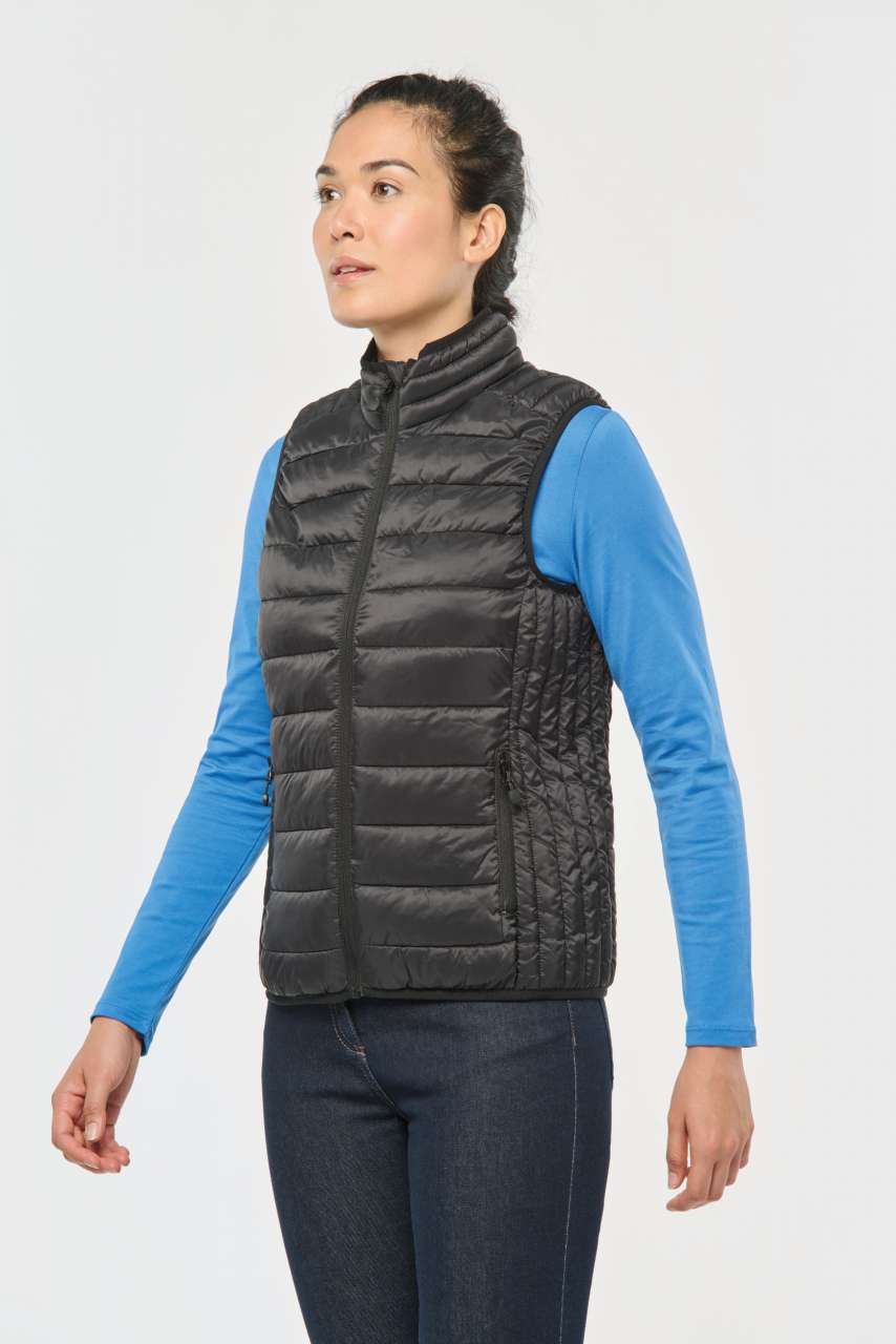 KA6114 LADIES' LIGHTWEIGHT SLEEVELESS FAKE DOWN JACKET