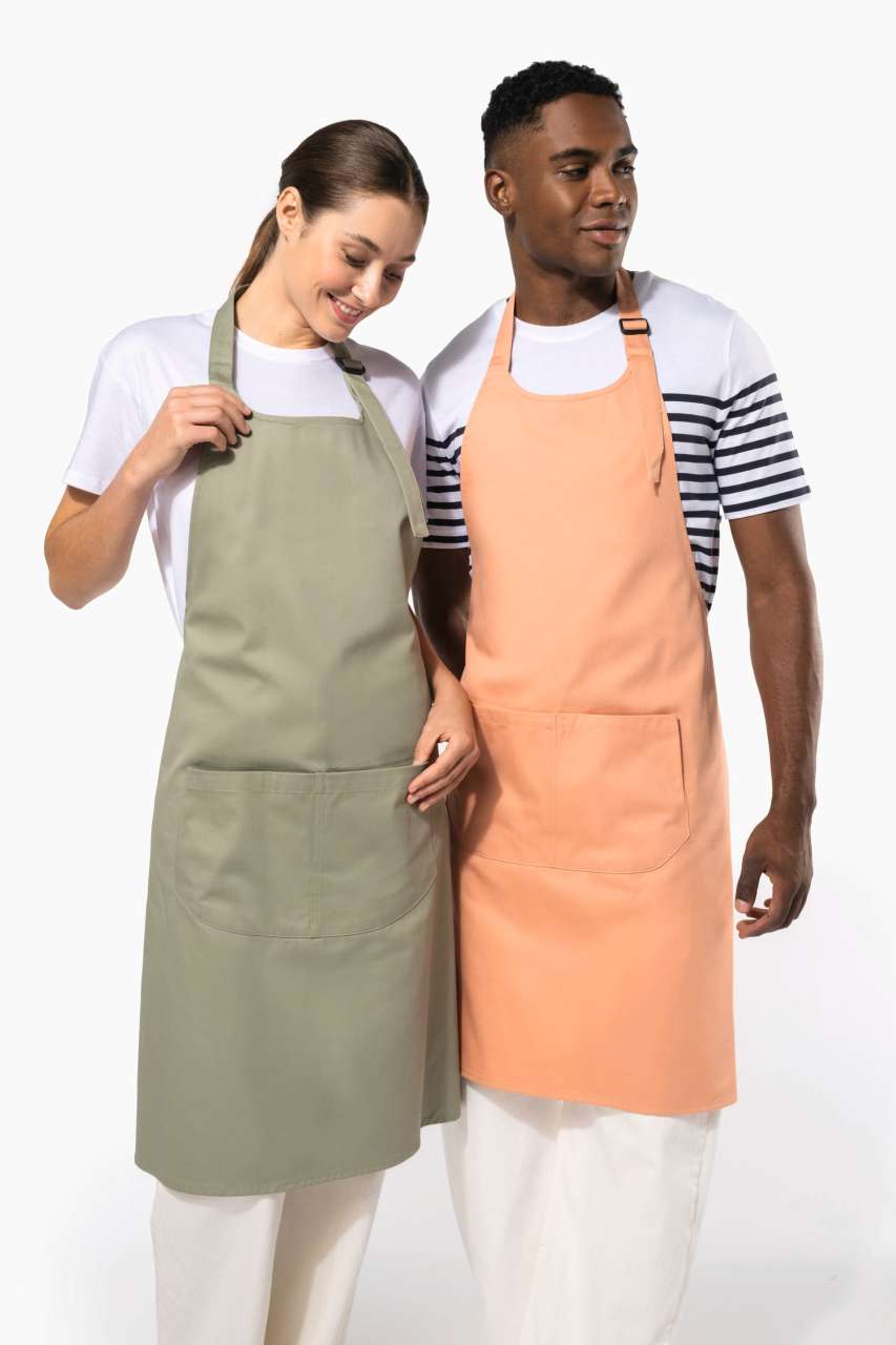 APRON WITH POCKET IN ORGANIC COTTON – Obrázok 3