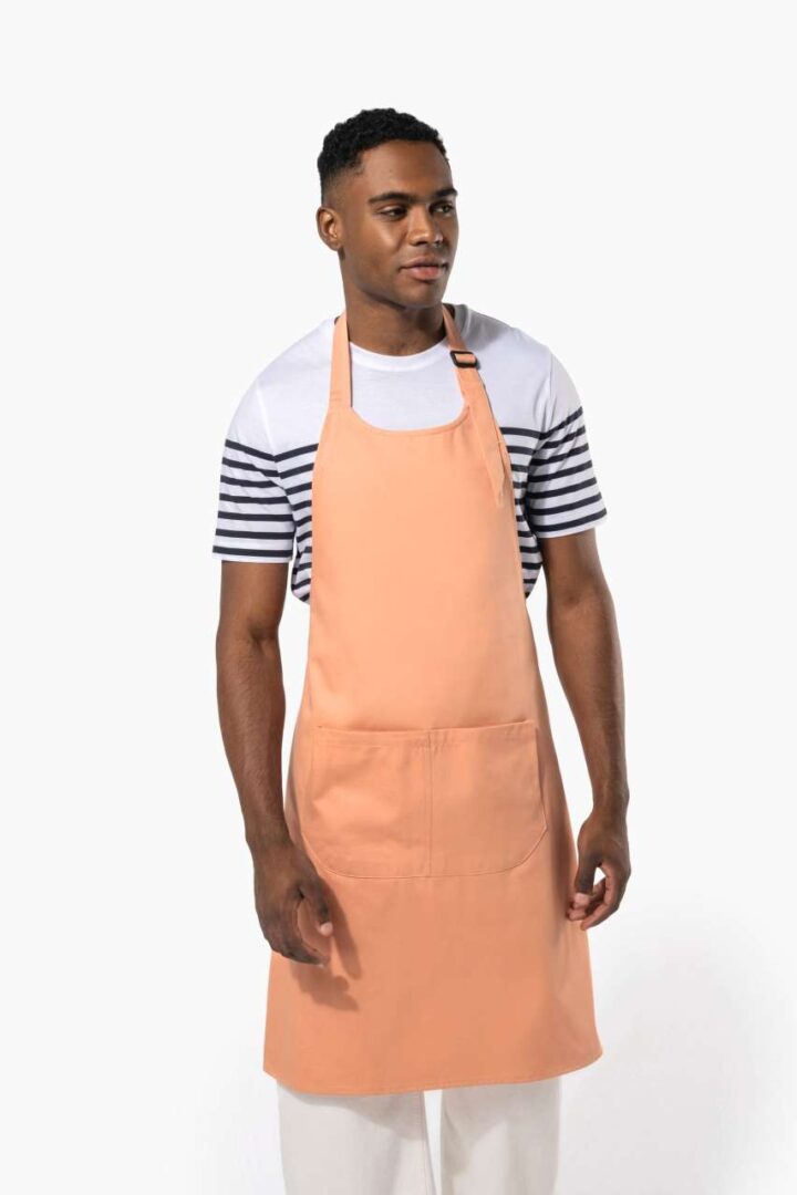 APRON WITH POCKET IN ORGANIC COTTON – Obrázok 4
