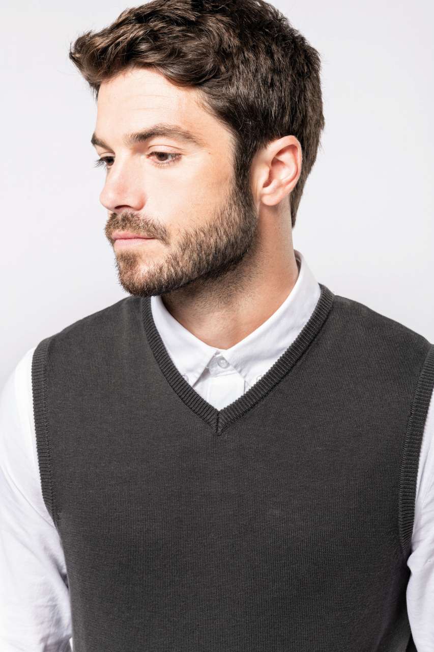 KA969 MEN'S SLEEVELESS V-NECK JUMPER – Obrázok 3