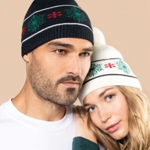 KP558 BEANIE WITH CHRISTMAS PATTERNS