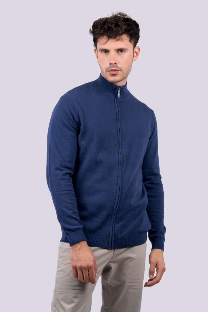 MEN’S FULL ZIP CARDIGAN FINE GAUGE COTTON – Obrázok 6