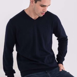 LW9133 MEN’S V-NECK FINE GAUGE COTTON PULLOVER