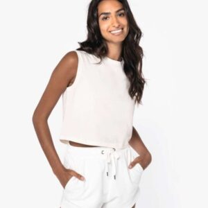 ECO-FRIENDLY LADIES’ SLEEVELESS CROP T-SHIRT