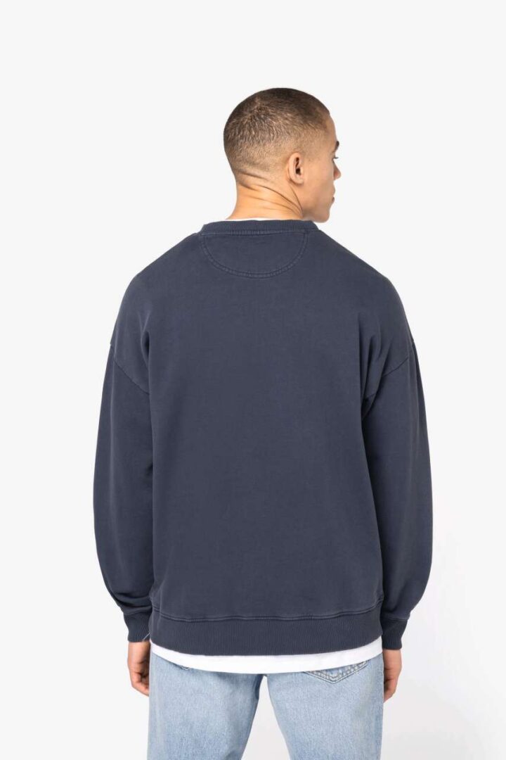 UNISEX WASHED EFFECT OVERSIZE ROUND NECK SWEATSHIRT – Obrázok 6