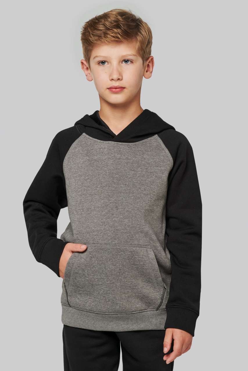 PA370 KIDS' TWO-TONE HOODED SWEATSHIRT