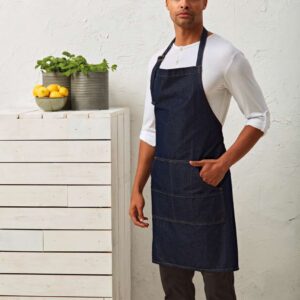 PR126 JEANS STITCH DENIM BIB APRON