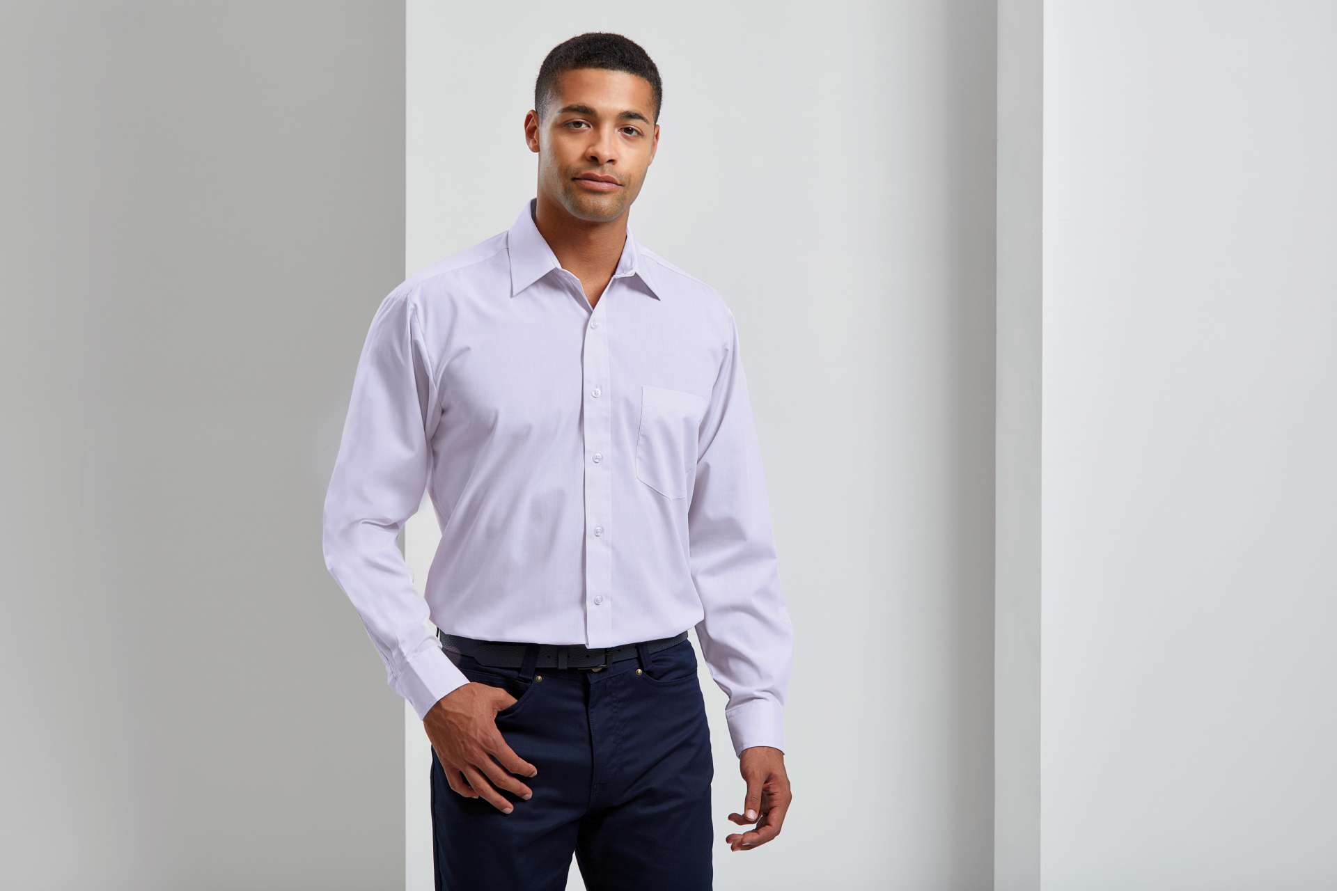 PR200 MEN'S LONG SLEEVE POPLIN SHIRT – Obrázok 2