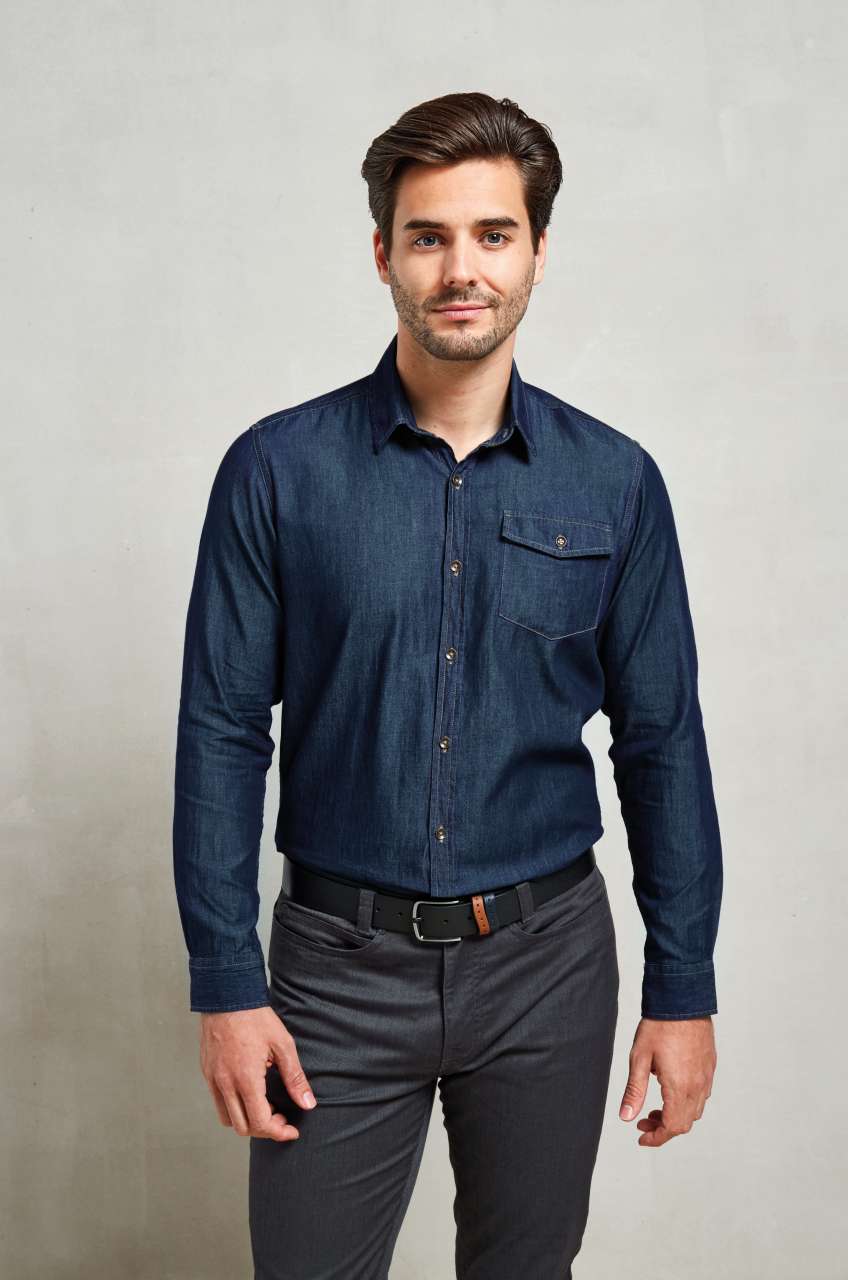 PR222 MEN’S JEANS STITCH DENIM SHIRT