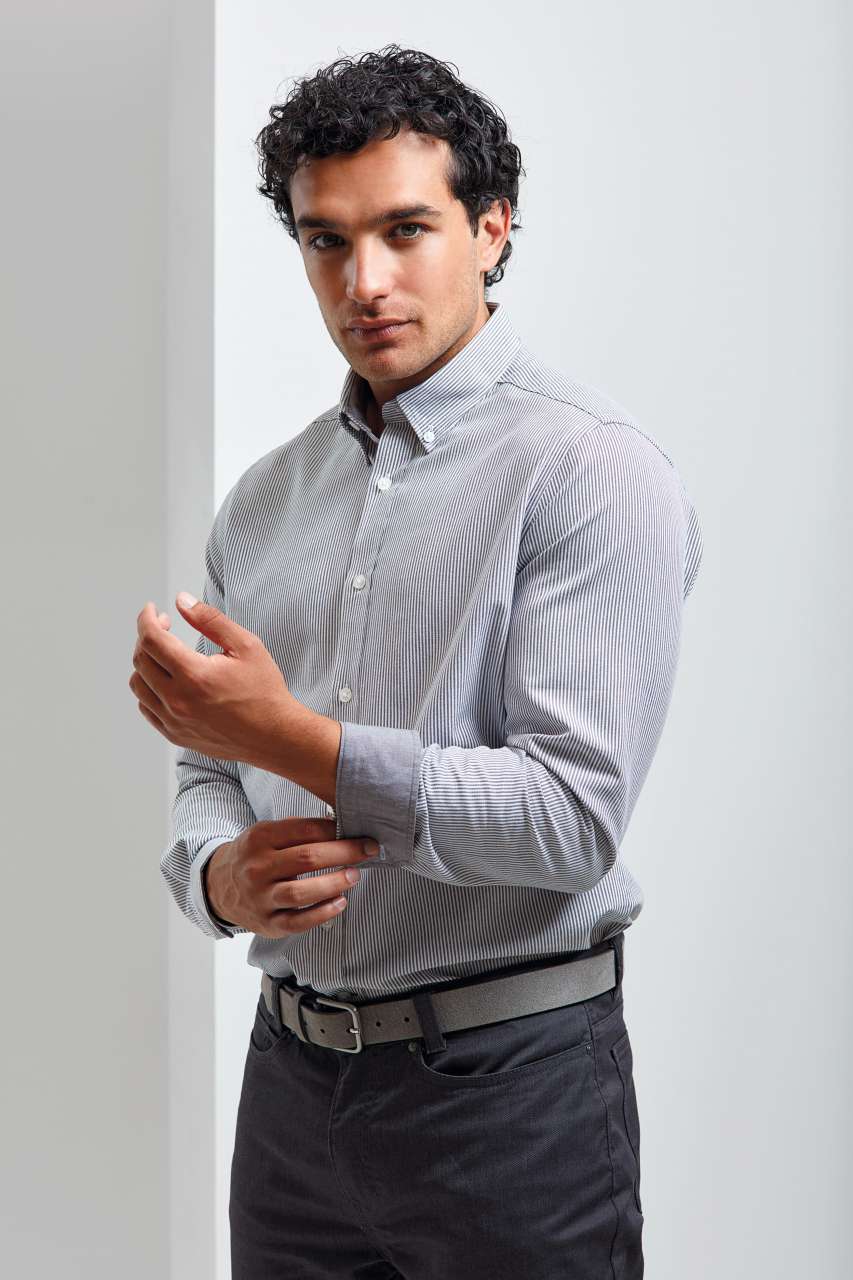 PR238 MEN’S COTTON RICH OXFORD STRIPES SHIRT