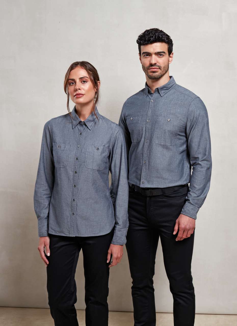 PR247 MEN'S ORGANIC CHAMBRAY FAIRTRADE SHIRT – Obrázok 3