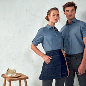 PR317 WOMEN'S CROSS-DYE ROLL SLEEVE POPLIN BAR SHIRT