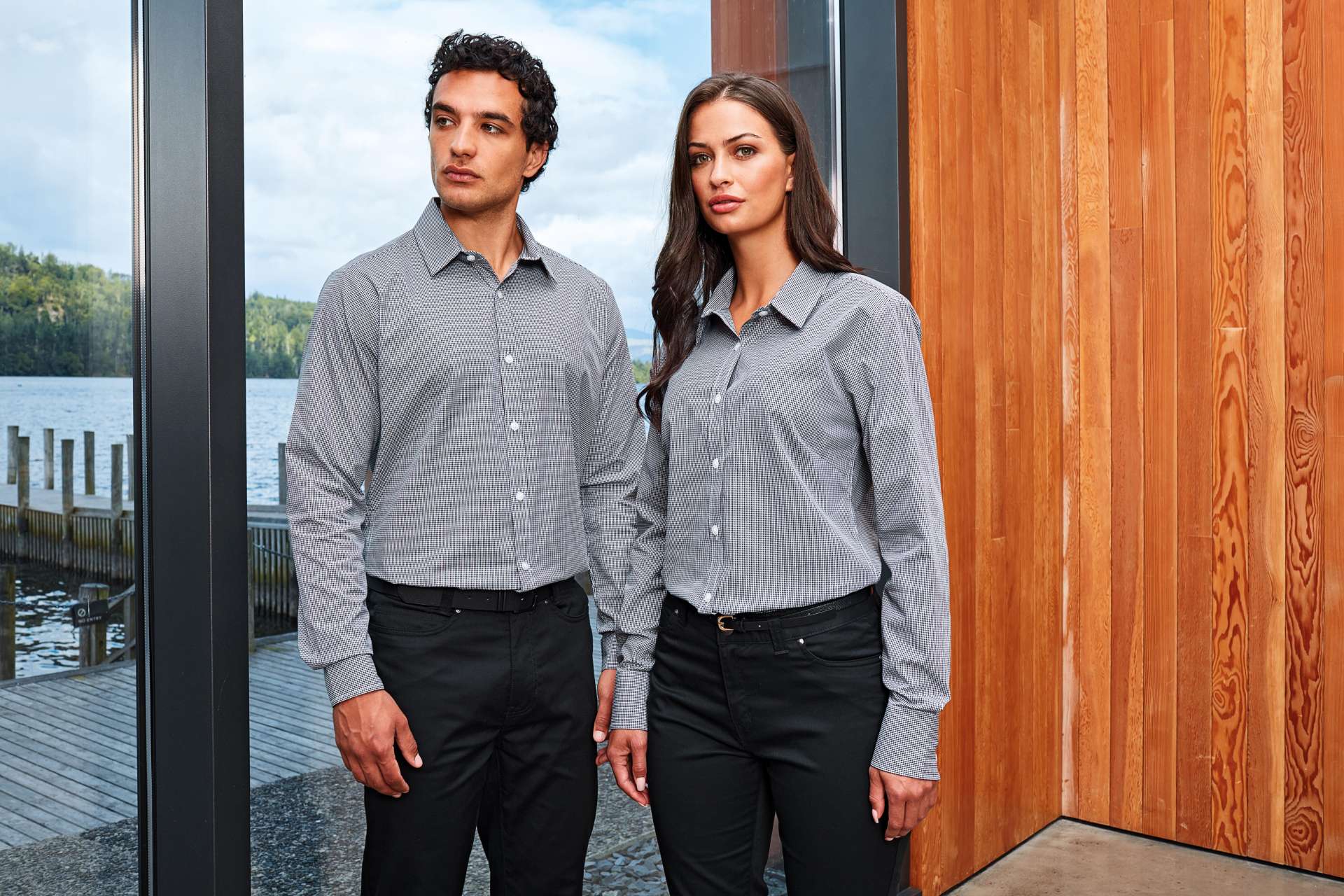PR320 WOMEN'S LONG SLEEVE GINGHAM MICROCHECK SHIRT – Obrázok 2