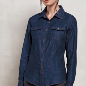 PR322 WOMEN'S JEANS STITCH DENIM SHIRT