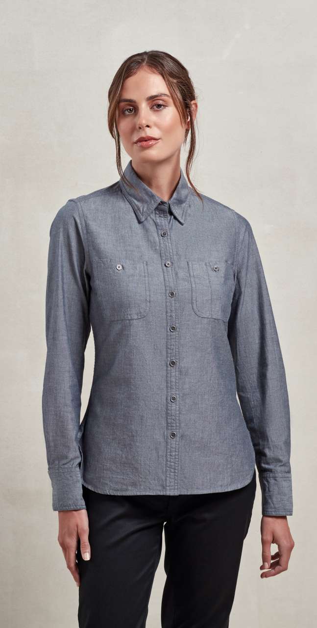 PR347 WOMEN'S ORGANIC CHAMBRAY FAIRTRADE SHIRT