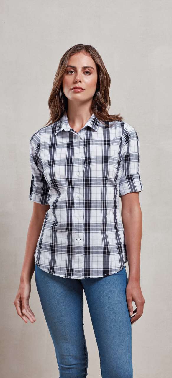 PR354 'GINMILL' CHECK - WOMEN'S LONG SLEEVE COTTON SHIRT – Obrázok 3