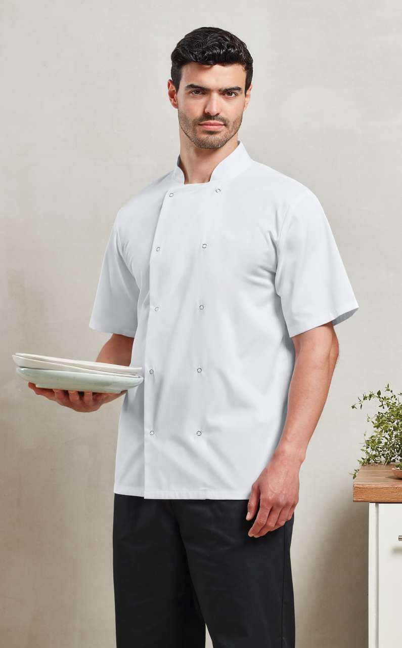 PR664 CHEF'S SHORT SLEEVE STUD JACKET