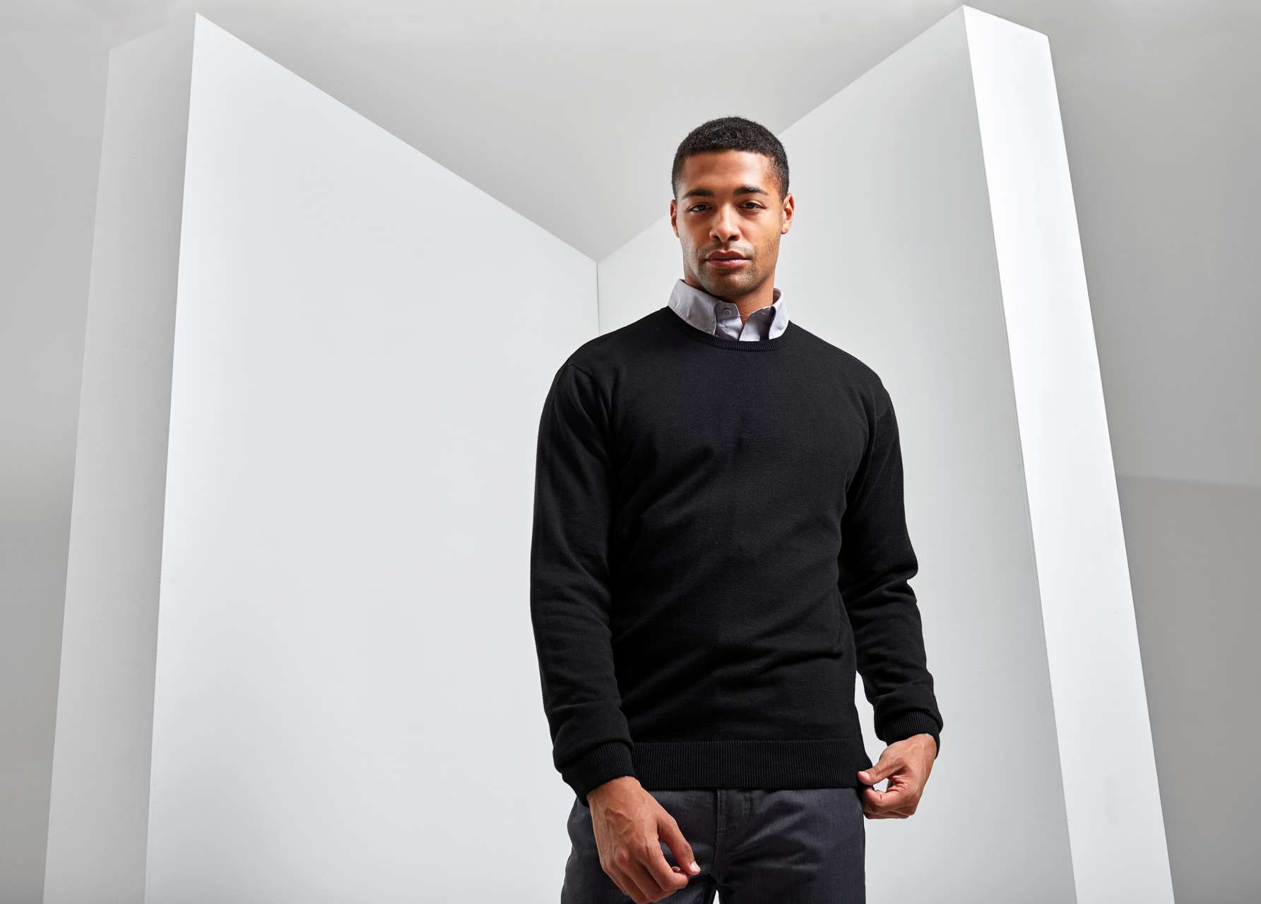 PR692 MEN'S CREW NECK COTTON RICH KNITTED SWEATER – Obrázok 3