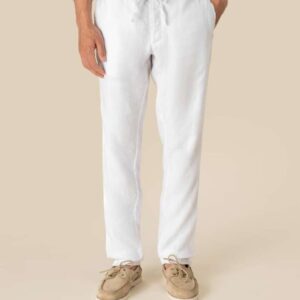 ECO-FRIENDLY MEN'S LINEN WASHED EFFECT TROUSERS