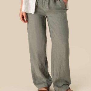 ECO-FRIENDLY LADIES' LINEN WASHED EFFECT TROUSERS